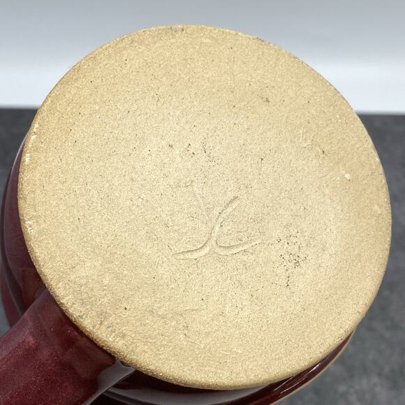 Colorado Hummingbird Graphic Burgundy Glaze 12oz Stoneware Coffee Mug Signed JC - Picture 3 of 9